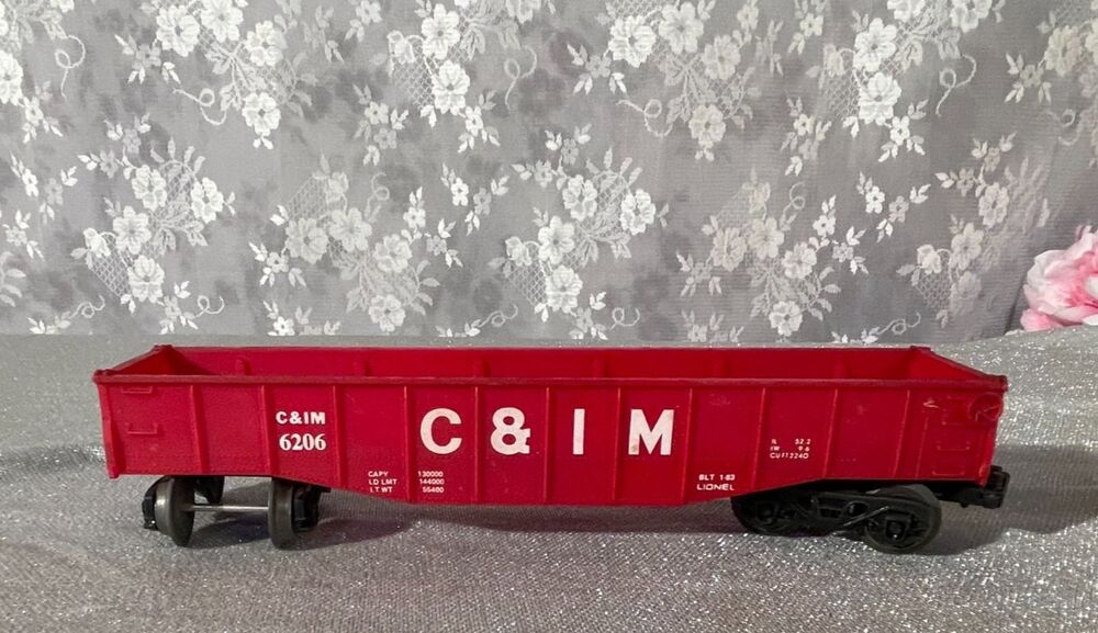 Vintage  Lionel O Gauge Chicago & Illinois Midland (C&IM) Red Gondola Car 6-6206
